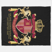 腕のコートを作る赤い一角獣金ゴールドの紋章 フリースブランケット (正面(横))