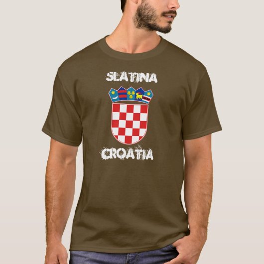 腕のコートを着たクロアチア,スラティーナ Tシャツ (正面)