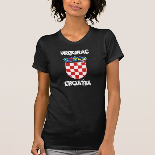 腕のコートを着たクロアチア、ヴルゴラック Tシャツ (正面)