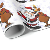 腕のサンタおよびトナカイの永続的な腕 ラッピングペーパー (ロールコーナー)