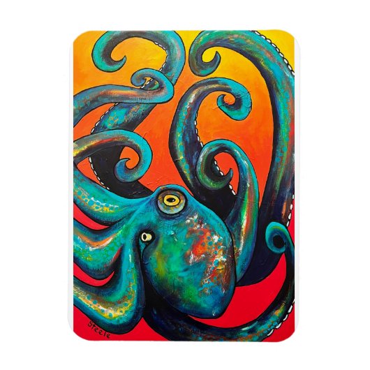 腕の中でタコ マグネット (縦)