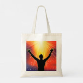 腕をトートバッグに持ち上げた人 トートバッグ (裏面)