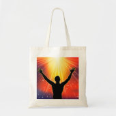 腕をトートバッグに持ち上げた人 トートバッグ (正面)