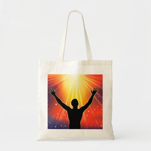 腕をトートバッグに持ち上げた人 トートバッグ (正面)