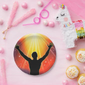 腕を上げた男性紙プレート ペーパープレート (パーティー)