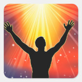 腕を上げてシールを貼った人 スクエアシール (正面)