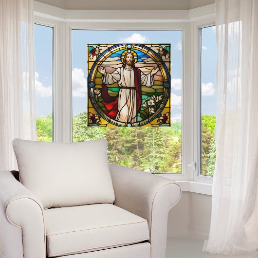 腕フェイクを伸ばしたステンドグラス・イエス ウィンドウサイン