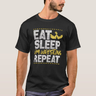 腕プレス食べ睡眠リピート強度スポーツ趣味 Tシャツ