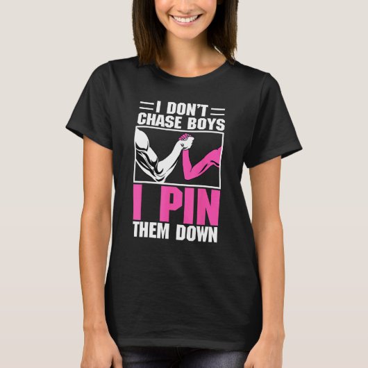 腕レスリングアームレスラードン追跡ボーイズIピン Tシャツ (正面)