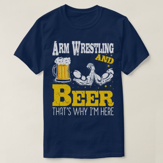 腕レスリングビール飲み腕相撲 Tシャツ (デザイン正面)