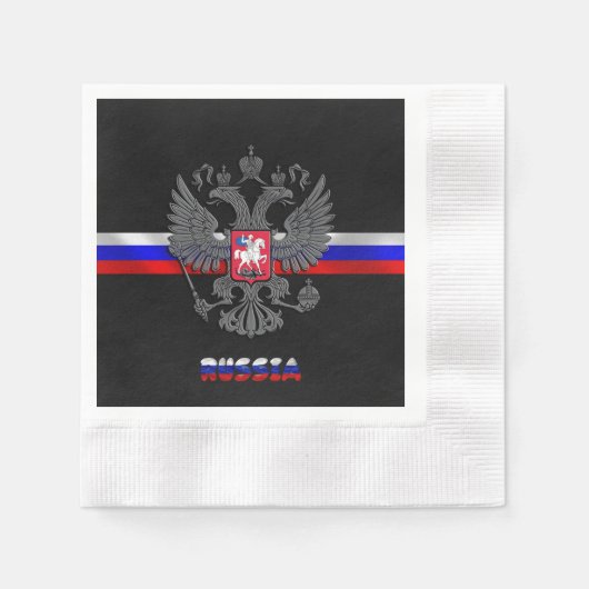 腕ロシアのの旗 縁ありカクテルナプキン (正面)