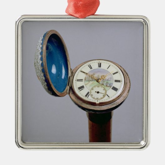 腕時計の小道具の杖(cloisonneのエナメル) メタルオーナメント (正面)