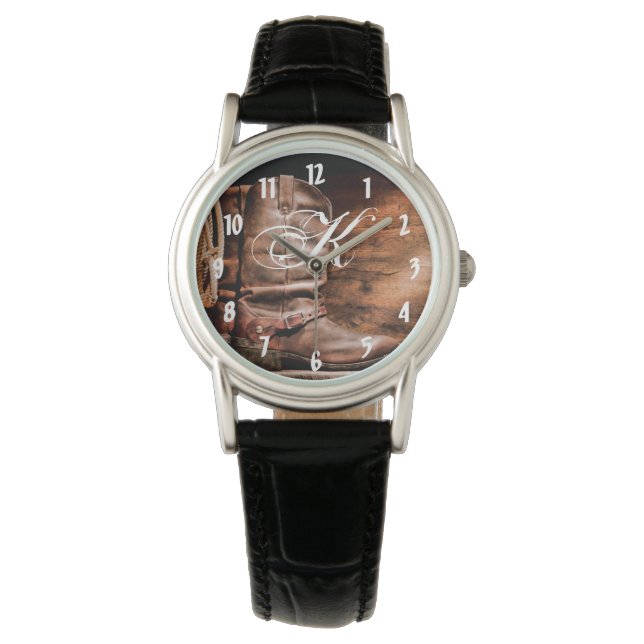 腕時計パーソナライズされたカウボーイブーツバーンウッドRu 腕時計 (正面)