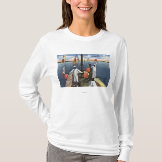 腕木信号機シグナリング-米国海軍--を学んでいる新兵 Tシャツ (正面)