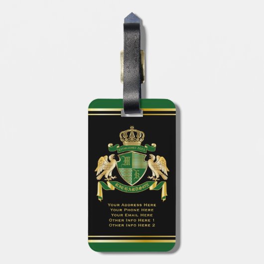 腕章をグリーン·イーグル·金ゴールドの紋章にする ラゲッジタグ (裏面縦)