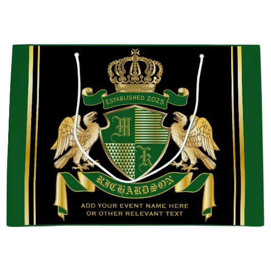 腕章をグリーン·イーグル·金ゴールドの紋章にする ラージペーパーバッグ (正面)