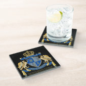 腕章をブルー·イーグルの金ゴールド紋章にする ガラスコースター (アングル)