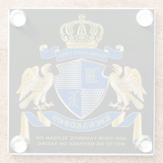 腕章をブルー·イーグルの金ゴールド紋章にする ガラスコースター (裏面)