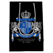 腕章を青い銀色の獅子の紋章にする ミディアムペーパーバッグ (裏面)