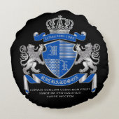 腕章を青い銀色の獅子の紋章にする ラウンドクッション (裏面)