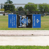 腕章を青い銀色の獅子の紋章にする 横断幕 (インサイチュ)