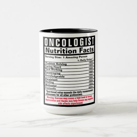 腫瘍医おもしろい医Nutrional Facts Mug マグカップ (中央)