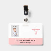 腫瘍医がん医療写真IDテンプレート バッジ (正面 （クリップ付）)