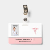 腫瘍医がん医療写真IDテンプレート バッジ (裏面 （クリップ付）)