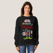 腫瘍学クリスマスクルー腫瘍学ナース腫瘍学者 スウェットシャツ (正面フル)