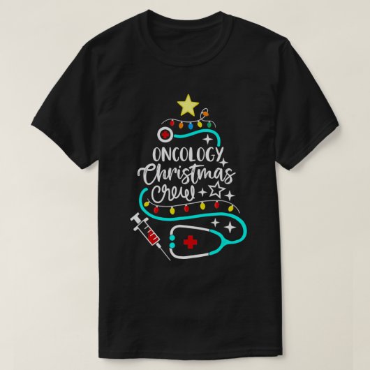 腫瘍学クリスマスクルー腫瘍学ナース腫瘍学者 Tシャツ (デザイン正面)