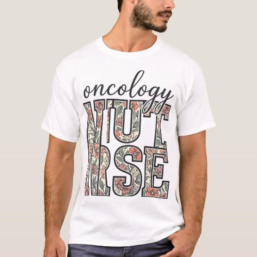 腫瘍看護師 フローラル ヴィンテージ Tシャツ (正面)