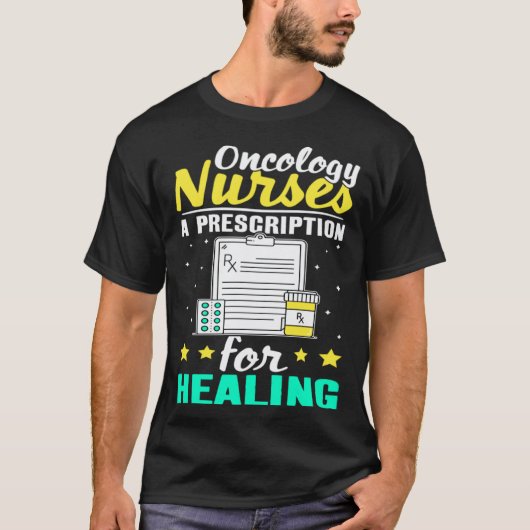 腫瘍看護師 癒しの処方箋 Tシャツ (正面)