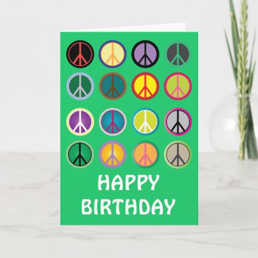 腰回りが大きなピースサイン60sの誕生日 カード (正面)