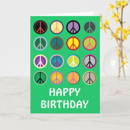 腰回りが大きなピースサイン60sの誕生日 カード (黄色い花)