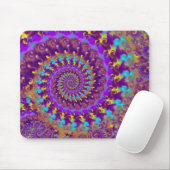 腰回りが大きなフラクタルパターン紫色のターコイズ及び黄色 マウスパッド (マウス)