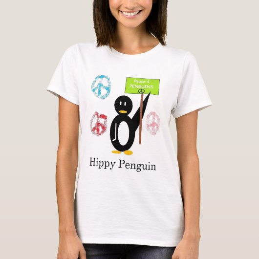 腰回りが大きなペンギンの倍のデザイン Tシャツ (正面)