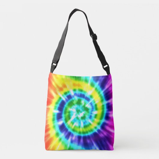 腰回りが大きな平和レトロの絞り染めのカラフルBoho クロスボディバッグ (裏面)