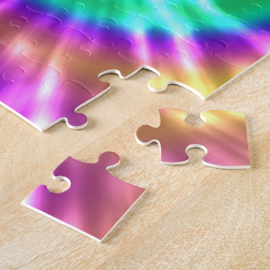 腰回りが大きな平和レトロの絞り染めのカラフルBoho ジグソーパズル (側面)