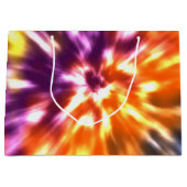 腰回りが大きな平和レトロの絞り染めのカラフルBoho ラージペーパーバッグ (正面)