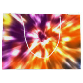 腰回りが大きな平和レトロの絞り染めのカラフルBoho ラージペーパーバッグ (裏面)