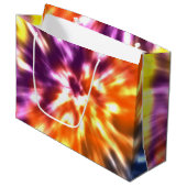 腰回りが大きな平和レトロの絞り染めのカラフルBoho ラージペーパーバッグ (正面アングル)