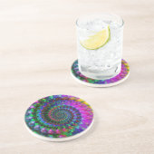 腰回りが大きな虹のフラクタルパターン コースター (側面)
