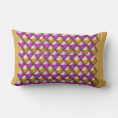 腰枕 – マゼンタおよび金ゴールド3-Dダイヤモンド ランバークッション (裏面)