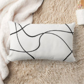 腰枕 – "抽象芸術ライン" – 白黒 ランバークッション (ブランケット)