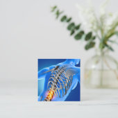 腰痛の写真の写実的な正方形のカイロプラクティック スクエア名刺 (スタンド正面)