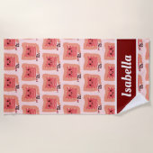 腸が大好き – かわいい笑顔の腸 ビーチタオル (正面)