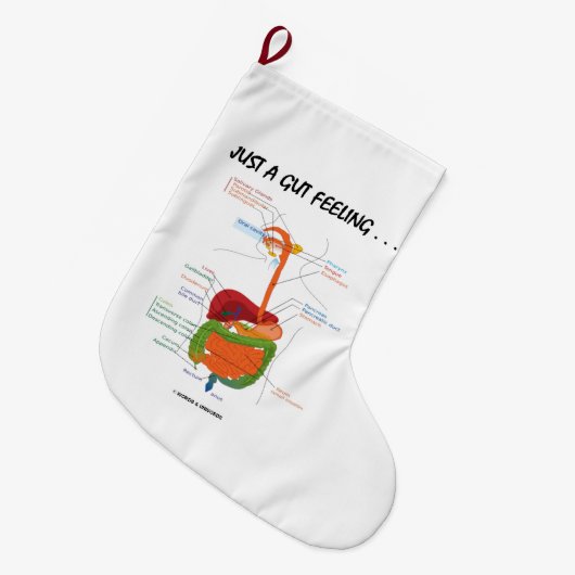 腸の感じ...消化器系ユーモア ラージクリスマスストッキング (正面 (吊り時))
