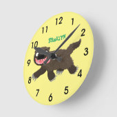 腹を空かおもしろいせたオオカミの動物漫画 ラウンド壁時計 (傾斜)