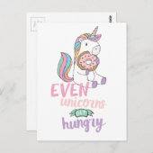 腹ペコユニコーン カラフルユニコーンアート かわいいアート ポストカード (正面/裏面)