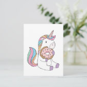 腹ペコユニコーン カラフルユニコーンアート かわいいアート ポストカード (スタンド正面)